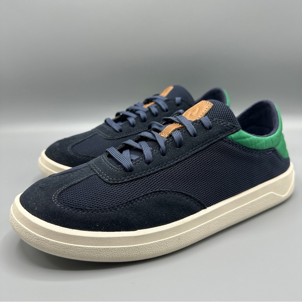 OluKai Punini Leather/Textile Sneakers Casual Shoes Men’s Size 7 Navy Blue Green